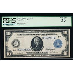 1914 $10 St Louis Federal Reserve Note PCGS 35