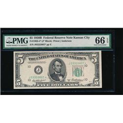 1950B $5 Kansas City Federal Reserve Star Note PMG 66EPQ