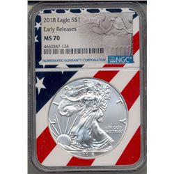 2018 $1 American Silver Eagle Coin NGC MS70