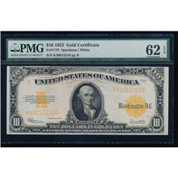 1922 $10 Gold Certificate PMG 62EPQ