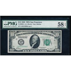 1928 $10 San Francisco Federal Reserve Note PMG 58EPQ