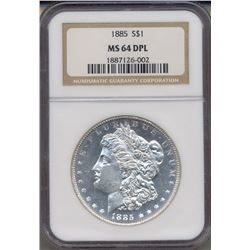 1885 $1 Morgan Silver Dollar Coin NGC MS64DPL