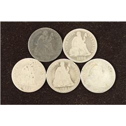 1882,86,88 & 2-89 SEATED LIBERTY DIMES