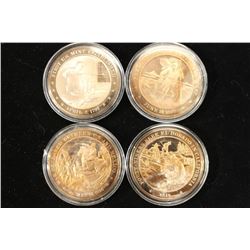 4-ASSORTED 1 3/4" SOLID BRONZE PROOF MEDALS