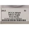 Image 3 : 2013 AMERICAN SILVER EAGLE PCGS MS69 1ST STRIKE