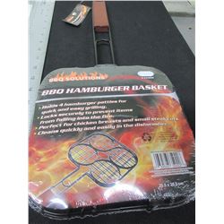 New BBQ / Camping Hamburger Basket / Holds 4 Burgers / locks securely