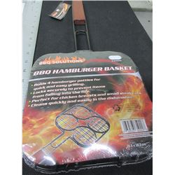 New BBQ / Camping Hamburger Basket / Holds 4 Burgers / locks securely