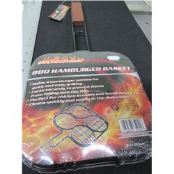 New BBQ / Camping Hamburger Basket / Holds 4 Burgers / locks securely