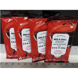 4 New Packs of BBQ & Grill Tough Wipes / powerful super sized / 6 per pack