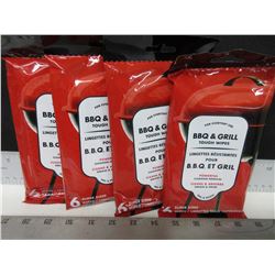 4 New Packs of BBQ & Grill Tough Wipes / powerful super sized / 6 per pack