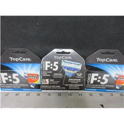 3 New Force F:5 Men's 5 Blade Razor Cartridges with lube strip / 4 per pack