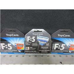 3 New Force F:5 Men's 5 Blade Razor Cartridges with lube strip / 4 per pack