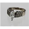Image 2 : ESTATE STERLING SILVER RING WITH CZ'S. SIZE 10