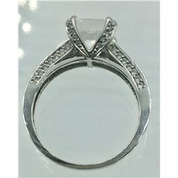 14K WHITE GOLD RING WITH CZ