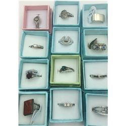 LOT OF TWELVE VINTAGE STERLING SILVER RINGS