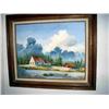 Image 1 : HOUSE & LANDSCAPE ON CANVAS OIL PAINTING