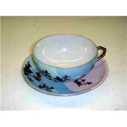 ASIAN PRINT PINK, TEAL & BLUE W/GOLD FLORAL SET