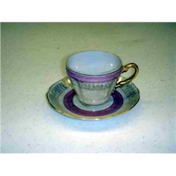 PINK & PEARL CUP & SAUCER SET W/GOLD HANDLE