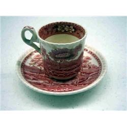 COPELAND SPODES TOWER ENGLAND CUP & SAUCER - RED