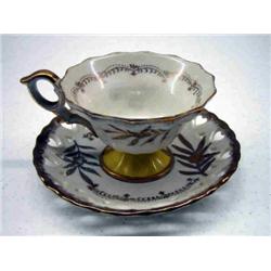 ROYAL HALSEY CUP & SAUCER SET GOLD & YELLOW