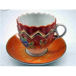 BAVARIAN CHINA ORANGE CUP & SAUCER SET
