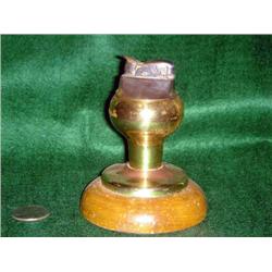 WOODEN & BRASS TONE TABLE LIGHTER - BASE IS SCRAT