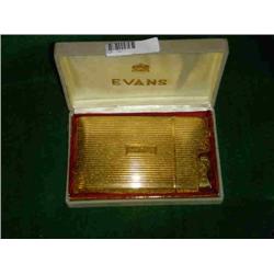 EVANS GOLD TONE LIGHTER & CIGARETTE CASE COMBO