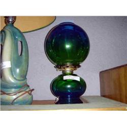 GREEN KEROSENE TABLE LAMP