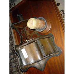 WOODEN CORNER SHELF W/ CANDLEABRA