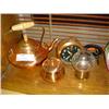 Image 1 : SET 5 COPPER TEA POT, CLOCK, CANDLE HOLDER
