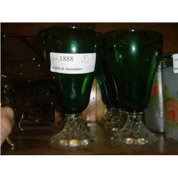 8 PC. GREEN CRYSTAL STEMWARE
