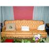 Image 1 : SALMON COLORED CLAW FOOT COUCH, CHAIR & OTTOMAN