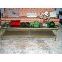 BRASS & GLASS COFFEE TABLE & END TABLE
