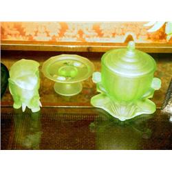 GREEN TABLE DECORATION CANDLE HOLDER CANDY DISH