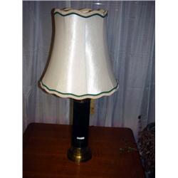 EMERALD GREEN GLASS & BRASS TABLE LAMP