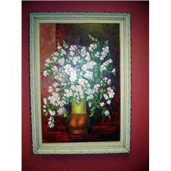 LARGE FLORAL PAINTING BY KENNEDY ON CANVAS