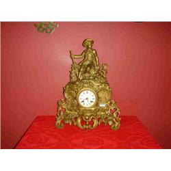 FRENCH STATUE OF BOY HUNTING CLOCK