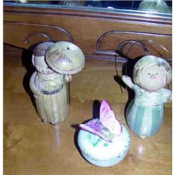 2 GIRL FIGURINES & PORCELAIN BOX W/BUTTERFLY