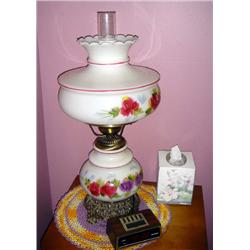 WHITE VICTORIAN LAMP FLORAL PATTERN