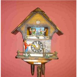 CUCKOO STYLE CLOCK WITH TRUMPETER & DANCERS