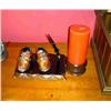 Image 1 : CANDLEHOLDER & BRONZE SHOE PEN HOLDER