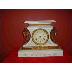 ANSONIA CLOCK CO WHITE METAL CLOCK