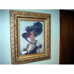 VICTORIAN LADY IN HAT FRAMED ARTWORK
