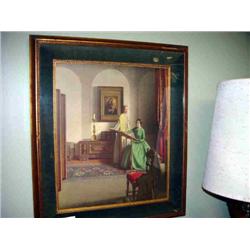 VICTORIAN STYLE PRINT IN FRAME - LADIES DRAWING