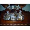 Image 1 : 6 PC BOTTLE, GLASS BOX, CAMEO & BRASS MIRROR SET