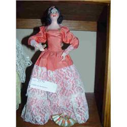 SPANISH DOLL IN ORANGE DRESS W/FANS