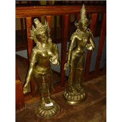 2 BRASS BUDDHA FIGURINES