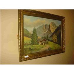 WALL ART LOG CABIN ARTIST P. KAISER