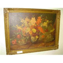 WALL ART VASE OF FLOWERS & TEA CUP