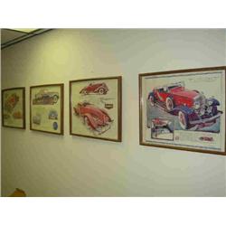 4 WALL ART - ANTIQUE CAR ADVERTISEMENTS